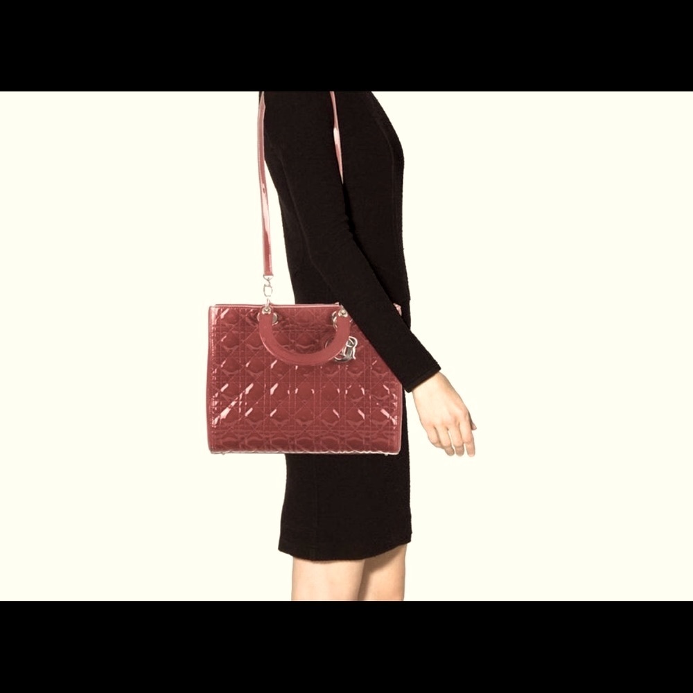 CHRISTIAN DIOR Dark RED / light Burgundy patten leather Cannag Bag - Picture 4 of 16